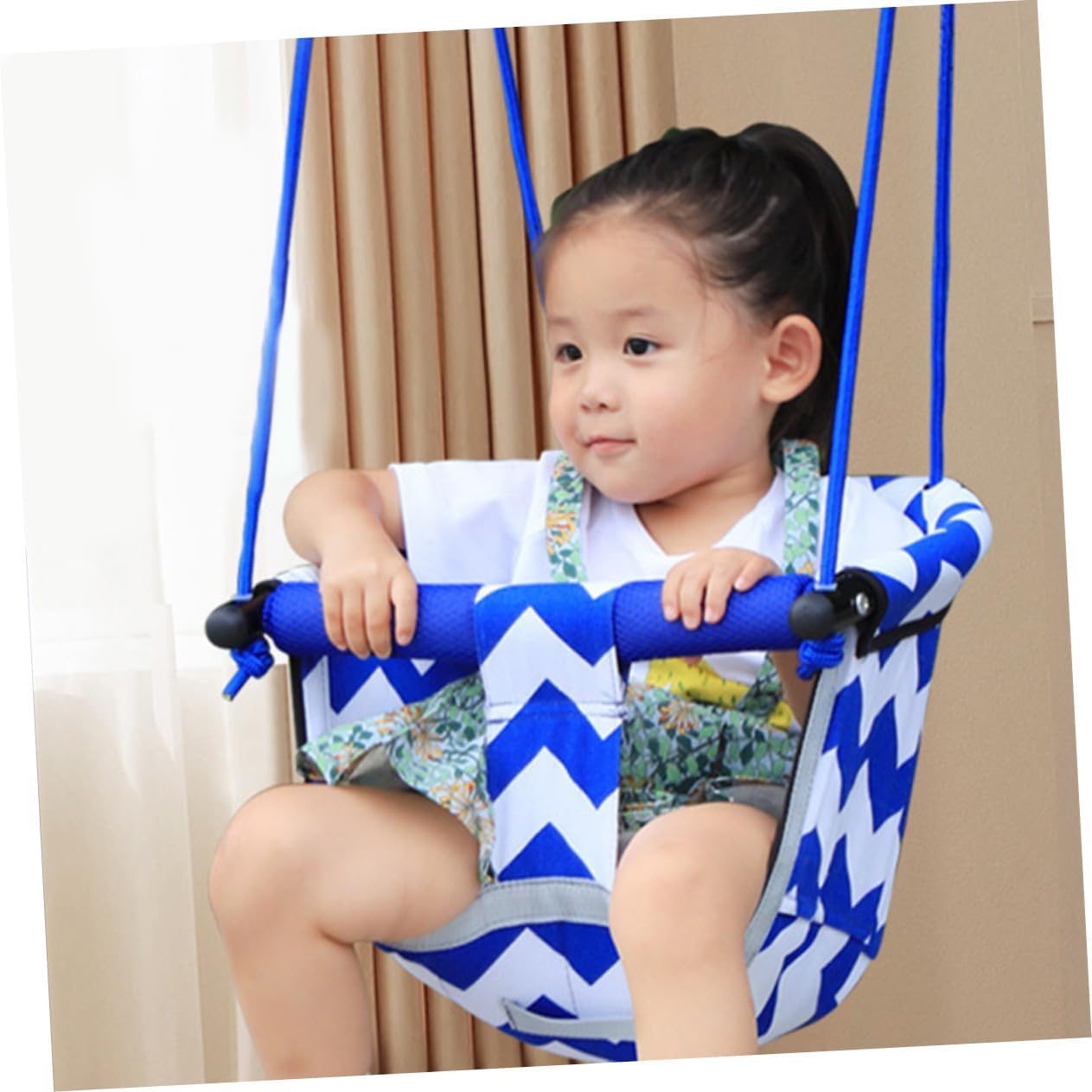 Generic Adjustable Canvas Hanging Swing Chair for Outdoor Garden Backyard Playtime Sturdy Metal Frame All-Season Use Easy Installation Safe and Swing Seat