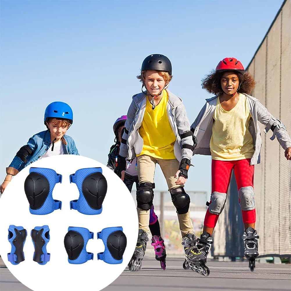 Protezione Kit per Bambini,Protezioni Set per Bambini,Protezioni Skateboard Bambini,Protezioni Pattini Bambina,Adatto ai bambini dai 3 ai 12 anni,per Skate, Bicicletta, Sci, Pattinaggio,Blu