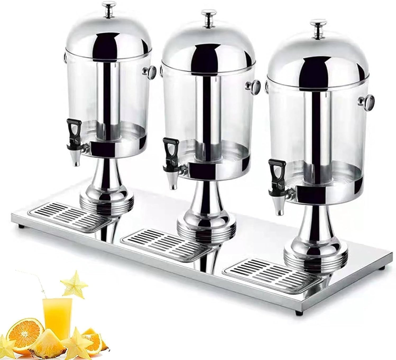 asdchZen Stainless Steel Beverage Dispenser With Tap, Commercial Hot Cold Beverage Machine, Juice Machine For Parties Buffet Catering,Silver-24L