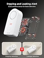 Vista 5 de Govee Sensor de agua wifi, paquete de 1, detector inteligente de fugas de agua, alarma ajustable de 100 dB adecuada para el hogar y sótano, alerta