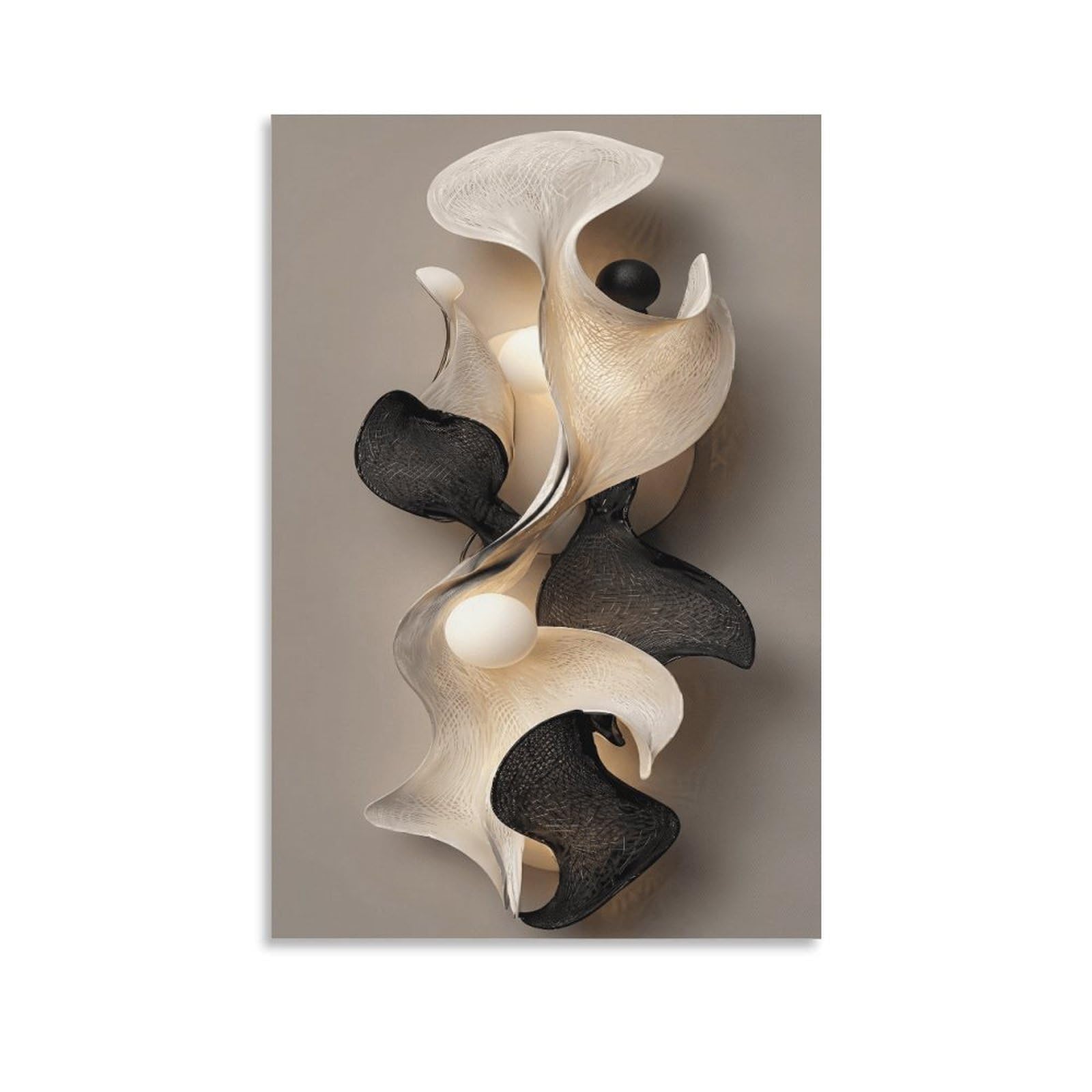 XPASHIQWC Black & White Fluid Petal Wall Decor Poster Giclee Canvas Prints Modern Wall Art Picture Wall Hanging for Home Decorations 20x30inch(50x75cm)