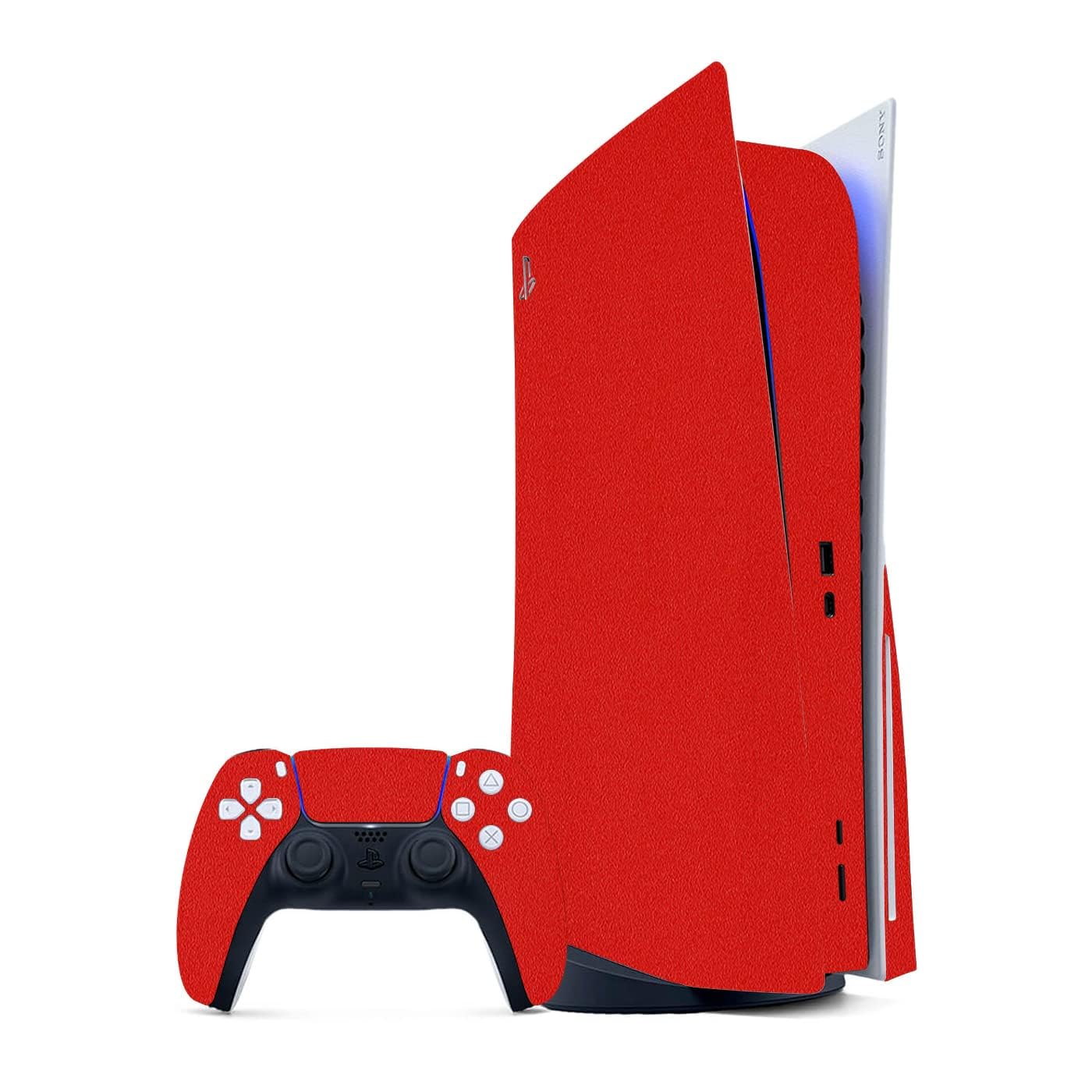 RED Them UV 3M Vinyl Sticker Decals for PlayStation 5 Disk Version Console and Two Dual Sense 5 Sticker Skins Black PS5 Skin Console and Controller Design [Video Game]-picture-33