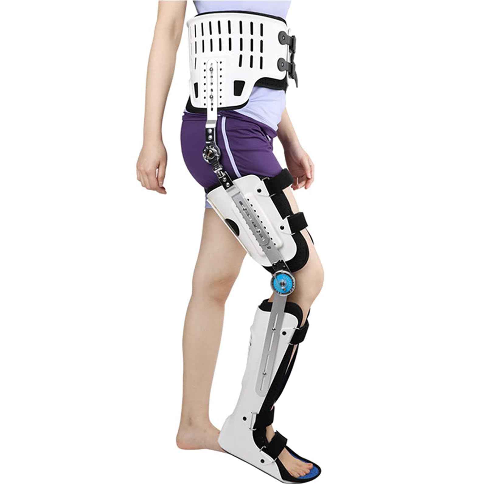 Inmovilizador Rodillera, Cadera Ajustable con Bisagras Rodilla Tobillo Pie Ortesis Abducción, Corrector Postoperatorio Ciática, para Lesiones Articulares Y Rehabilitación Ortopédica