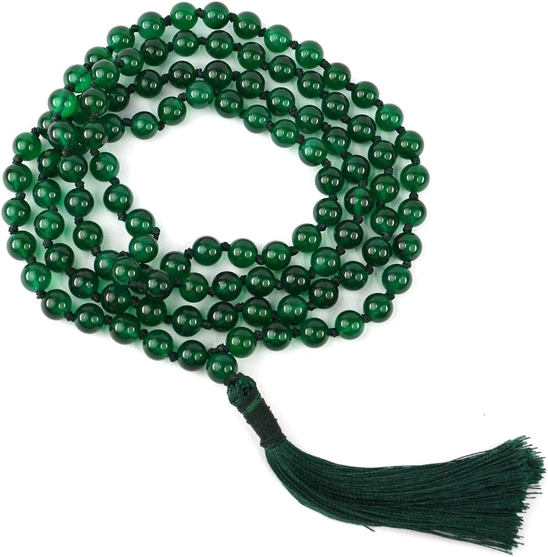 Greens 108+1 Artificial Natural Pure Water Beads Deep Green Spiritual Jaap Mala for Devotees