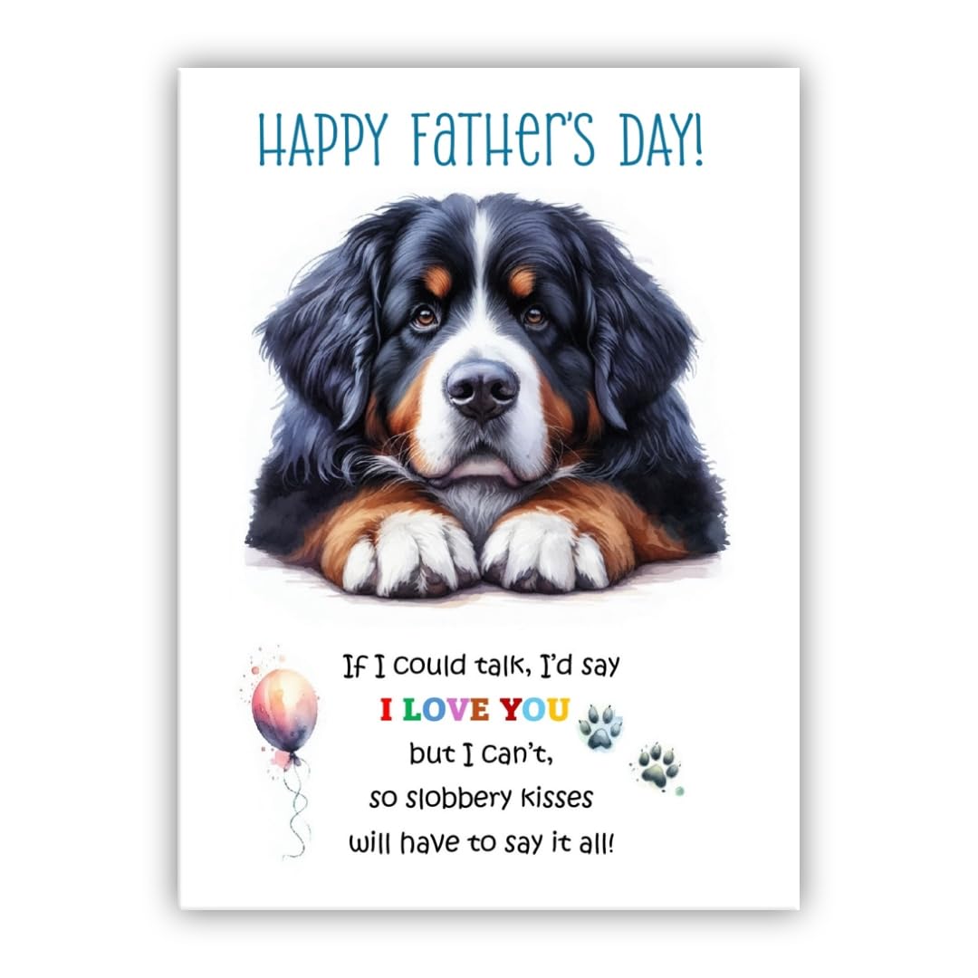 Father's Day Card from the dog. Dog Lovers Card. Fathers Day card from the dog. Differenet breeds. (Bernese Mountain) โ image 1