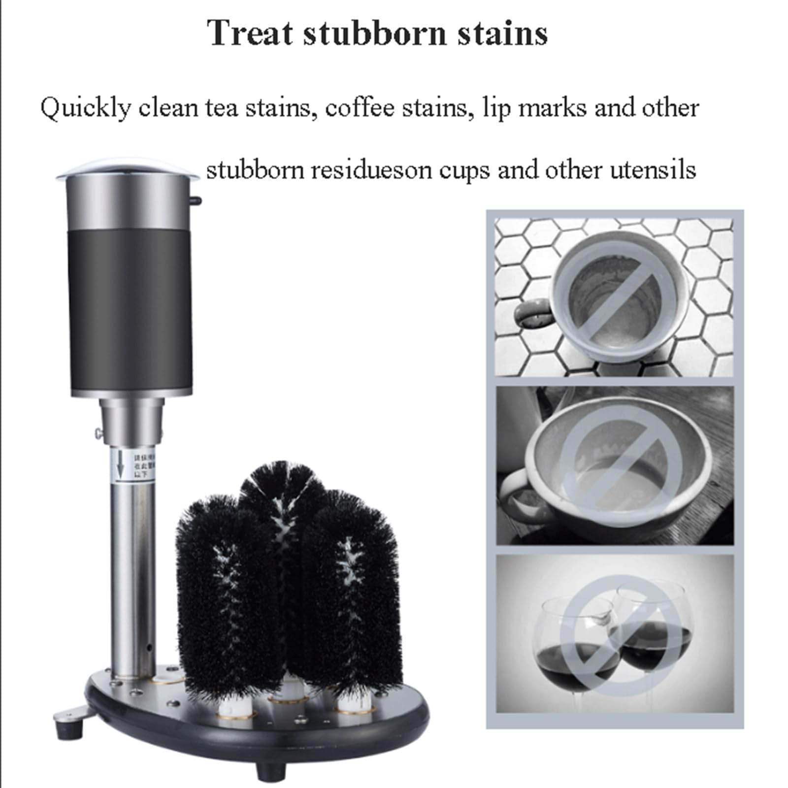 Pulidora eléctrica comercial de 5 cabezales para copas de vino y limpiador automático de cristales para hoteles, ideal para manchas de café y pintalabios.