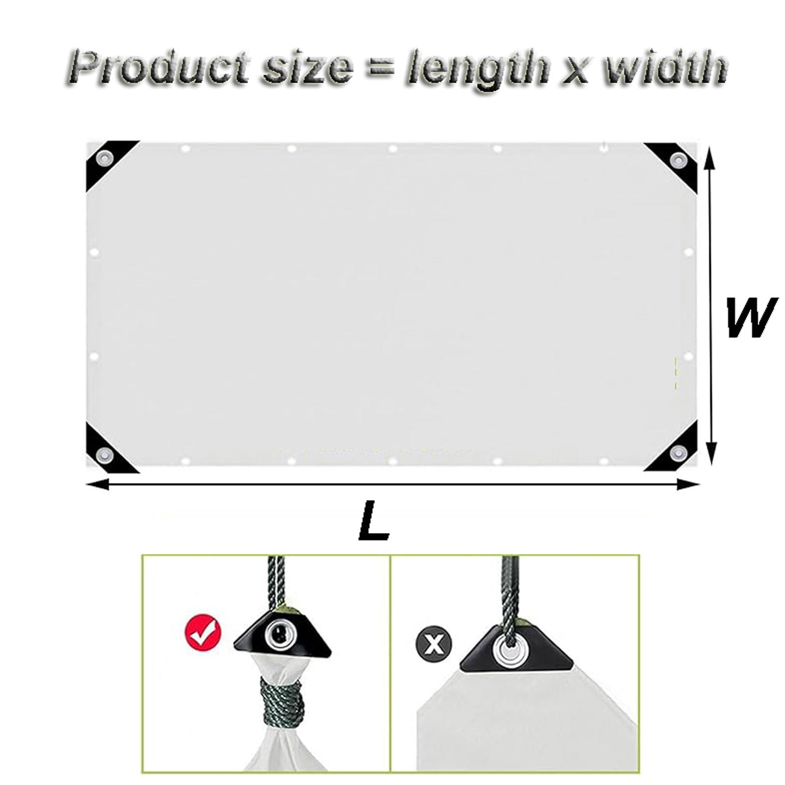 Telone PVC per Esterno 2x3, Teloni PVC Occhiellato Pesante, Teloni da Campeggio, Teloni di Tela per Mobili, per Gazebo, Balcone, Giardino, Tetto per Piante, Resistente alle Intemperie