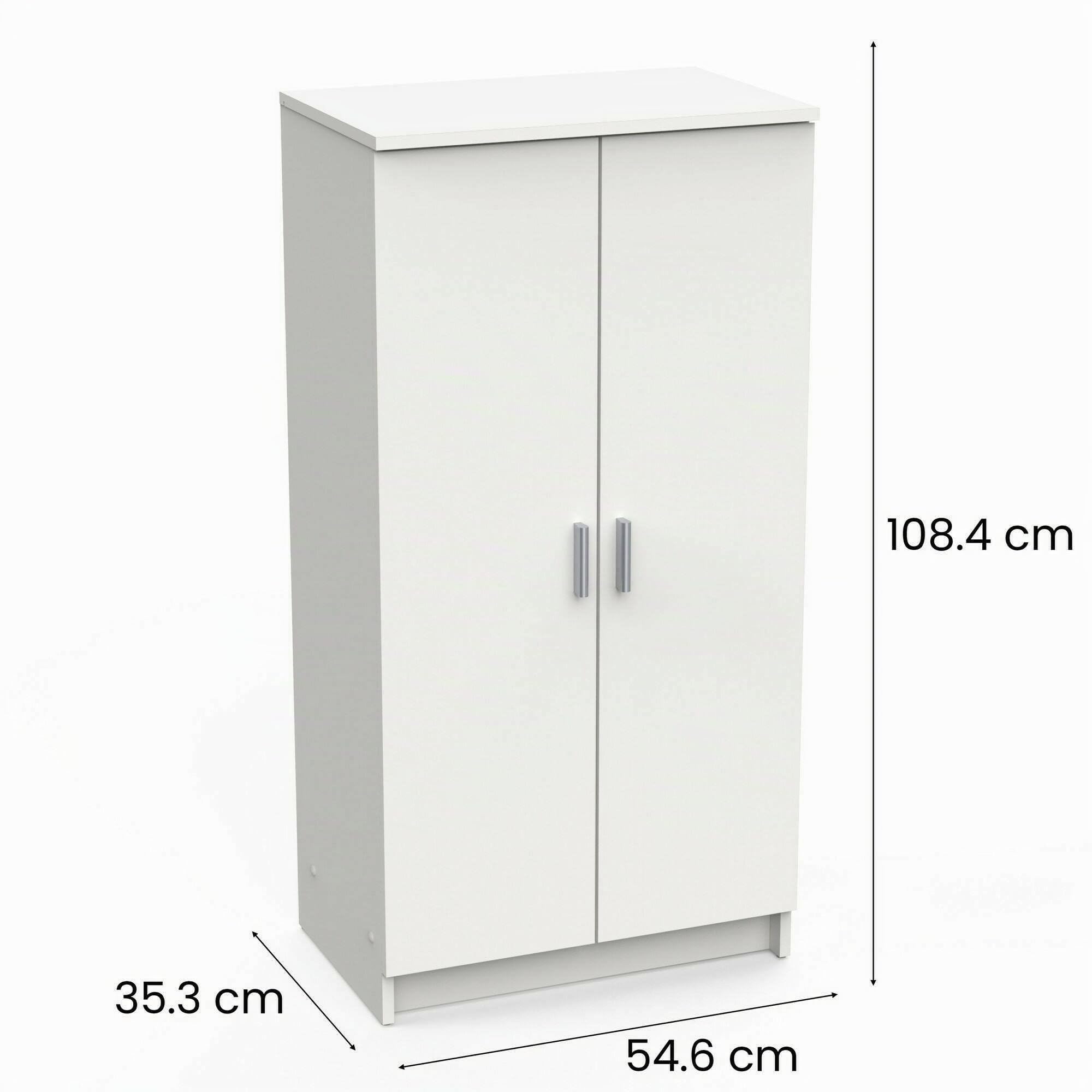 Dmora - Armadio Multiuso 2 Ante Tarn, Mobile Multifunzionale, Mobiletto scarpiera, Guardaroba Porta Scarpe, 55x35 h108 cm, Bianco Opaco