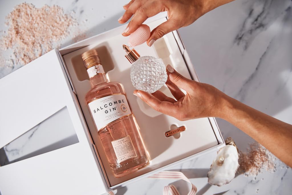 SALCOMBE Gin-Geschenkset Premium-Gin „Rosé Sainte Marie“ (0,5 L, 41,4% Vol.) & „Seamist“ Liquid Garnish (0,1 L, 60% Vol.), in Geschenkbox