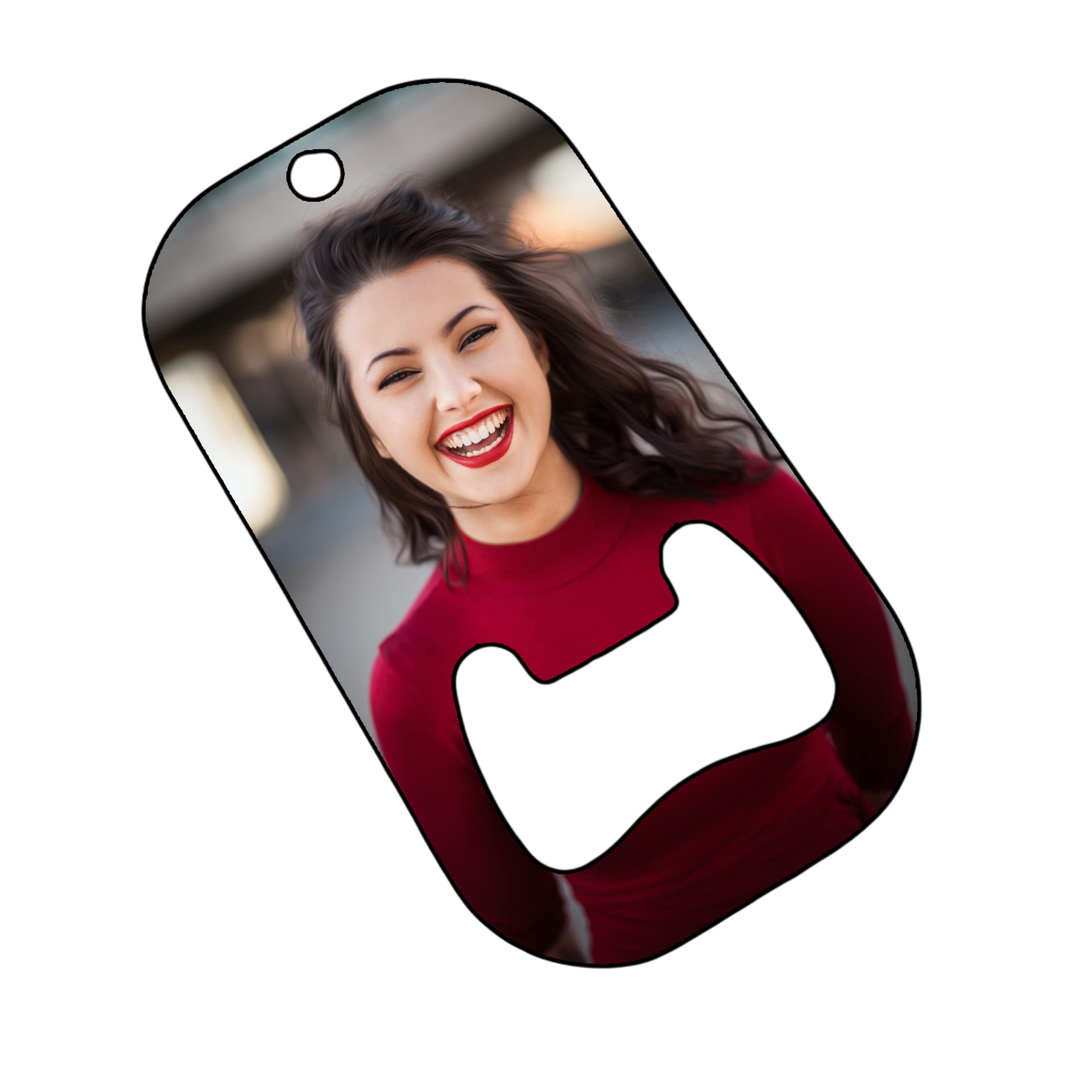 Apribottiglie Personalizzato In Acciaio Inox Con Foto E Testo - Doppia Faccia, Con Portachiavi E Sacchetto Regalo - Idea Regalo Unica