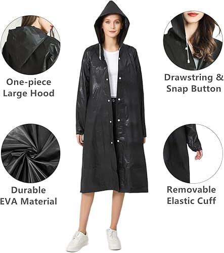 Miniatura 3 de Poncho de lluvia para adultos, reutilizables, paquete de 2 a 5 unidades, capa impermeable de EVA con capucha, equipo de lluvia para hombres y mujeres