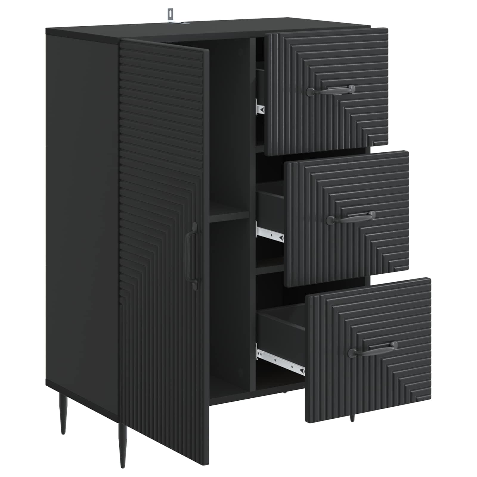 Credenza nera, 66 x 34,5 x 89,5 cm, in legno
