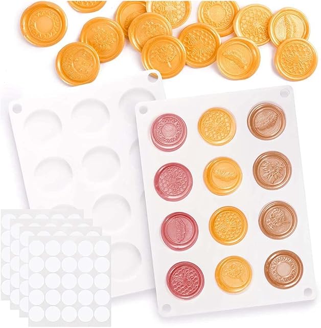 Two 1.2in Cavity Silicone Wax Stamp Kit Mats for Wax Seal Stamp - Sealing Wax Seals Size for Perfect Wax Seals