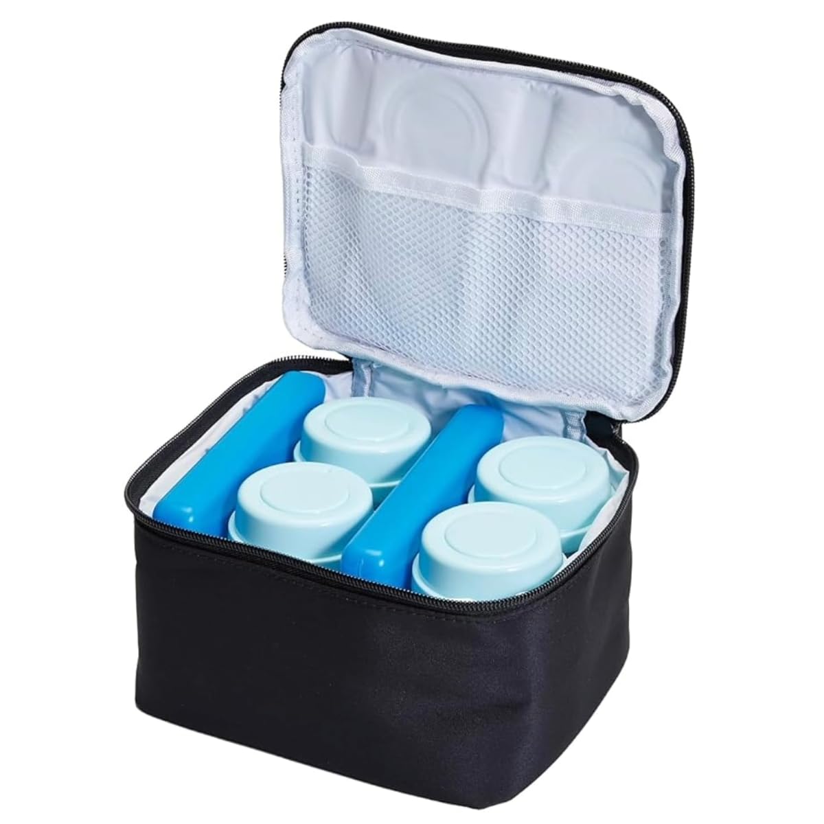 Zomee Breastmilk Cooler Bag for Baby Bottles – Insulated Travel Tote with 2 Ice Packs & 4 Bottles – Keeps Milk Cold for Nursing & Pumping Moms