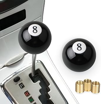 ASUBHA 8 Ball Billiard Round Manual Gear Shift Lever, Universal Shifter Knob with 3 Adapters, Fit for Manual Car M8*1.25, M10*1.25, M10*1.5, M12*1.25