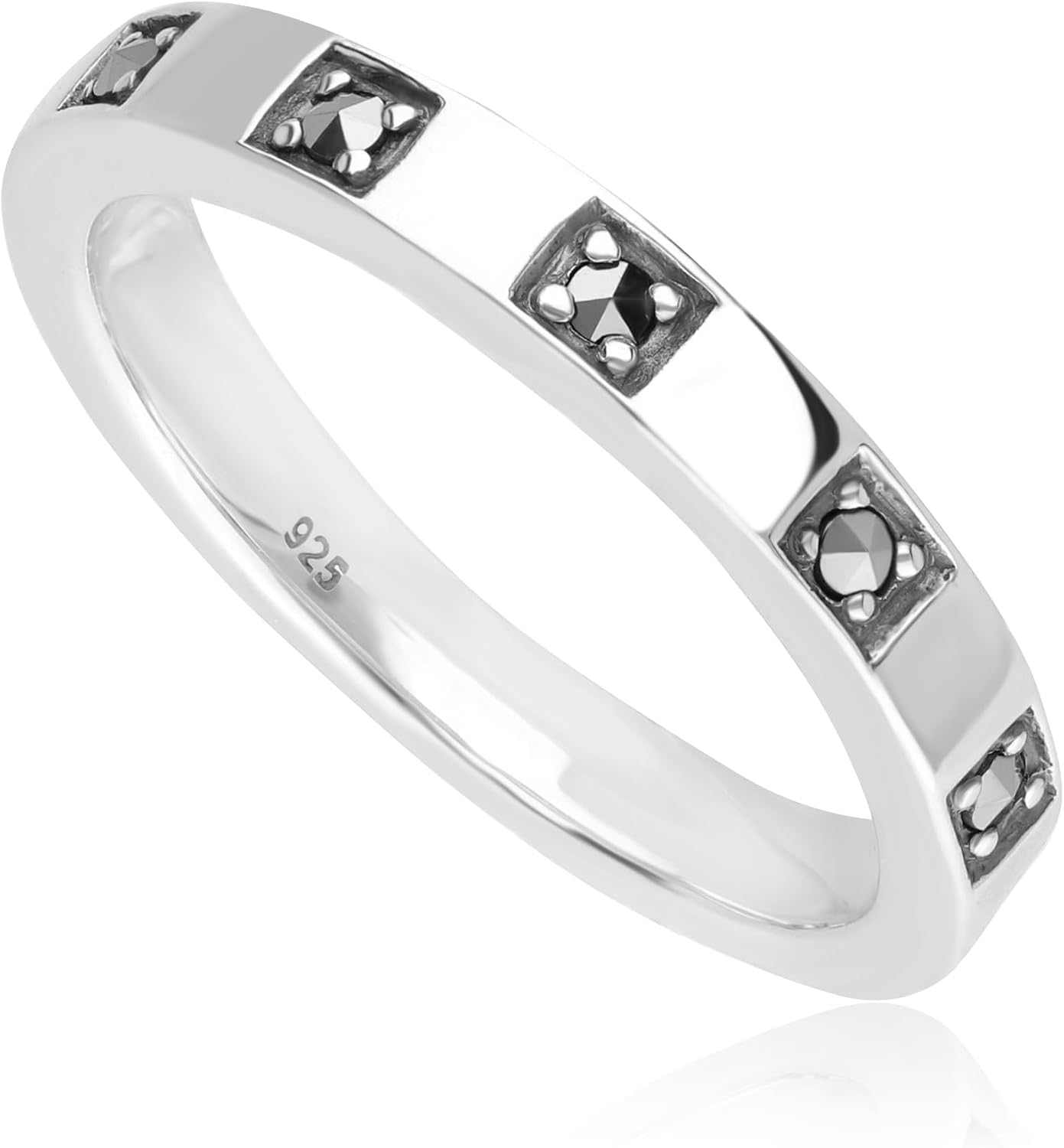 Gemondo USA 925 Sterling Silver Marcasite Simple Eternity Ring