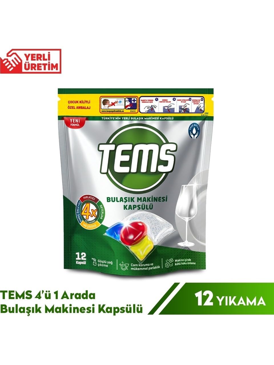 TEMS 4 ü 1 arada Bulaşık Makinesi Kapsülü 12 li 134 gr