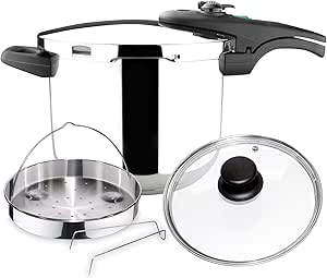 Magefesa Athenas olla rápida 7,5 L con cestillo y tapa de cristal