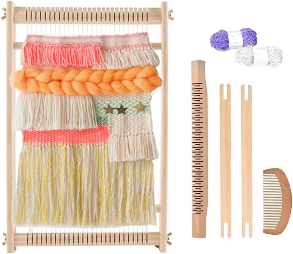 Wooden Weaving Loom, Multi-Craft Weaving Frame to Handcraft for Beginners, 15.35x9.84in/39x25cm