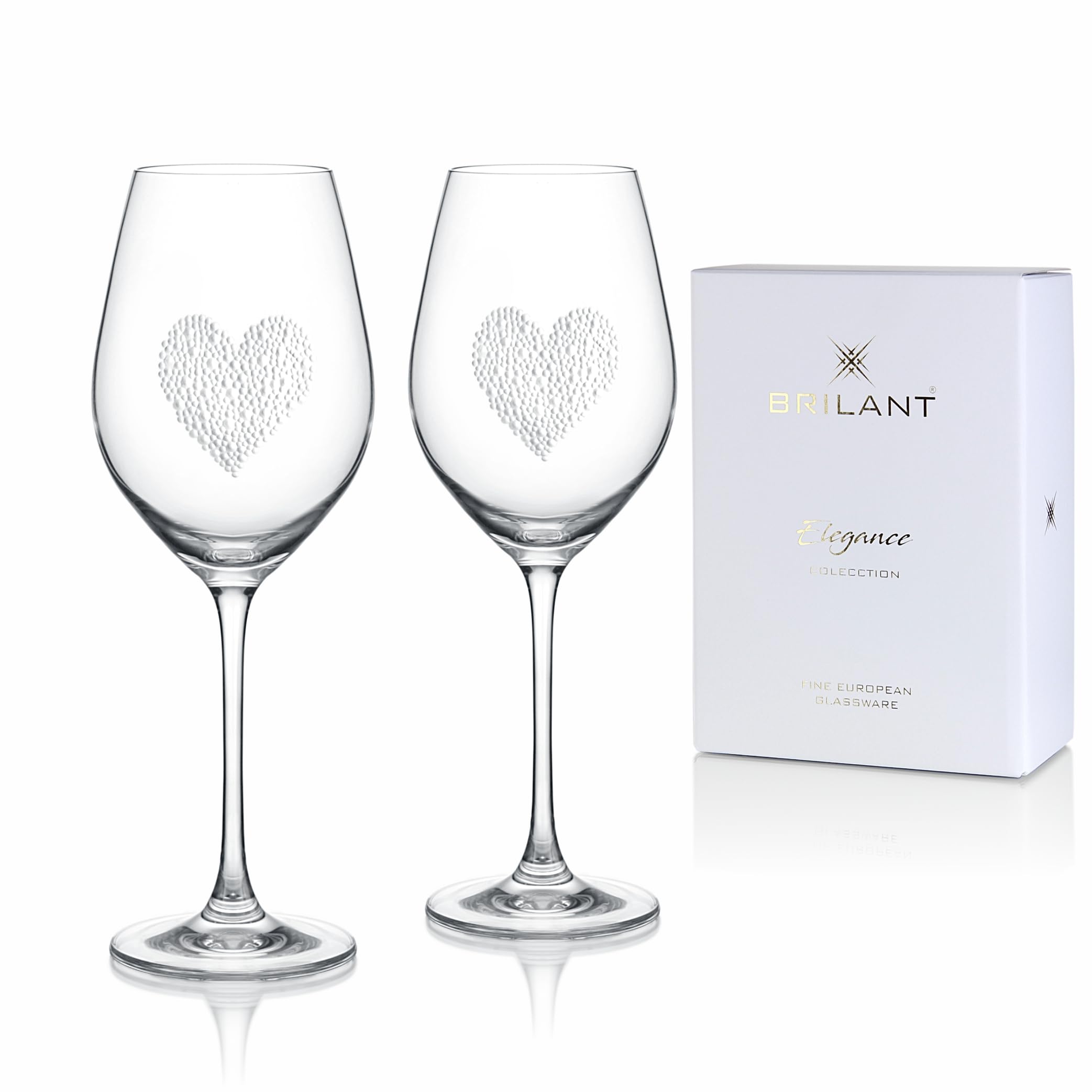 Lot de 2 verres à vin blanc faits main avec emballage cadeau inclus