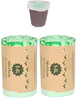 Compostable Food Scrap Bags with Handle Tie - 1.6 Gallon Small Kitchen Compost Bags for Counter Top Compost Bin, Leakproof & Eco-Friendly, 100Count Disposable Waste Bags