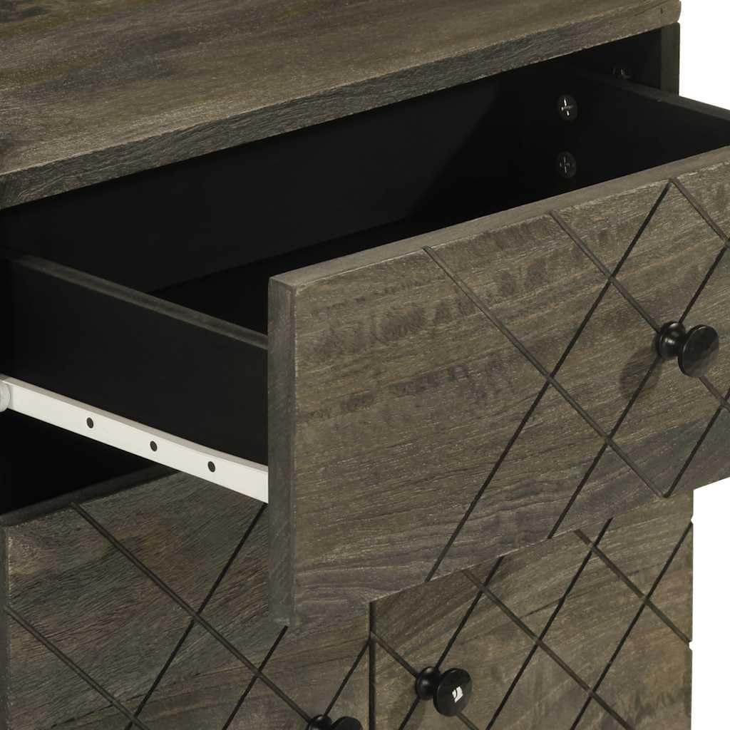 Elegante mesita de noche de madera maciza de mango con patas de metal, gran espacio de almacenamiento con puerta práctica, placa estable para lámparas y decoración, mueble de salón robusto