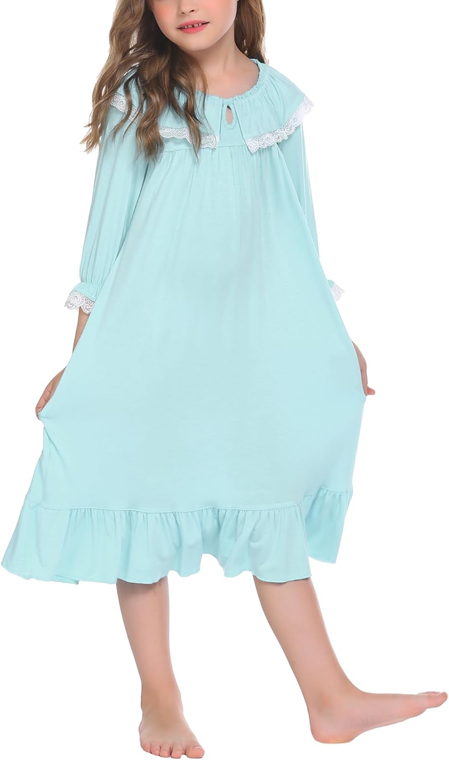 Ekouaer Girls Nightgowns Toddler Pajamas Dress Sleep Nightshirts Princess Soft Sleepwear for Kids - Image 2