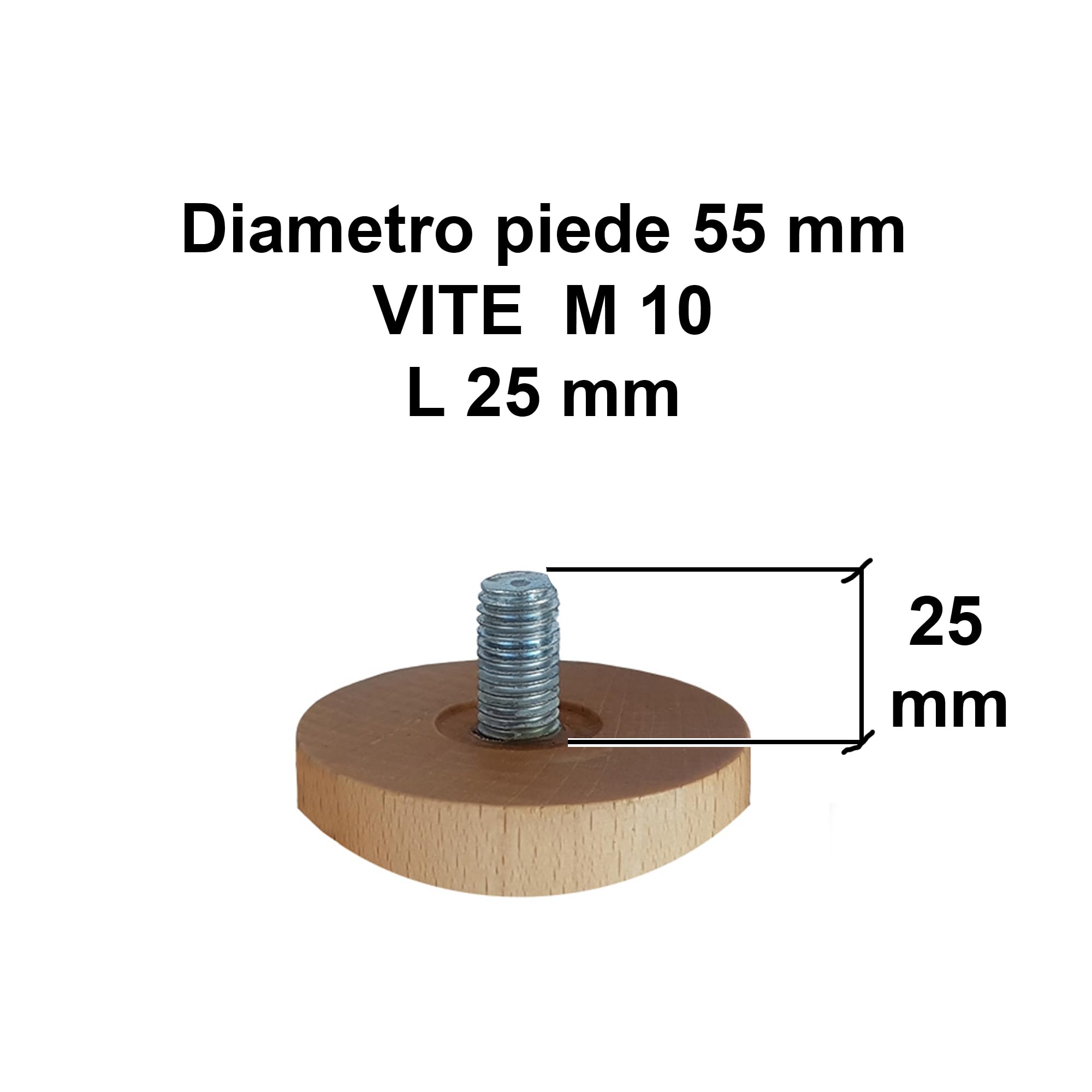 Set piedi faggio 4pz rete a doghe Varie altezze (Set 4pz H 30)