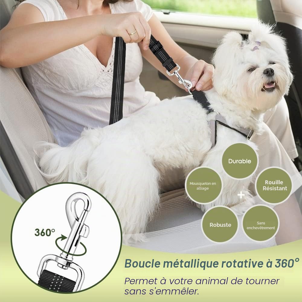 SlowTon Ensemble de Harnais et Laisse de sécurité de Voiture, Multifonction Tissu Réglable Respirant Gilet Ordinaire Harnais avec Ceinture De Sécurité en Voiture Route Voyage Promenade