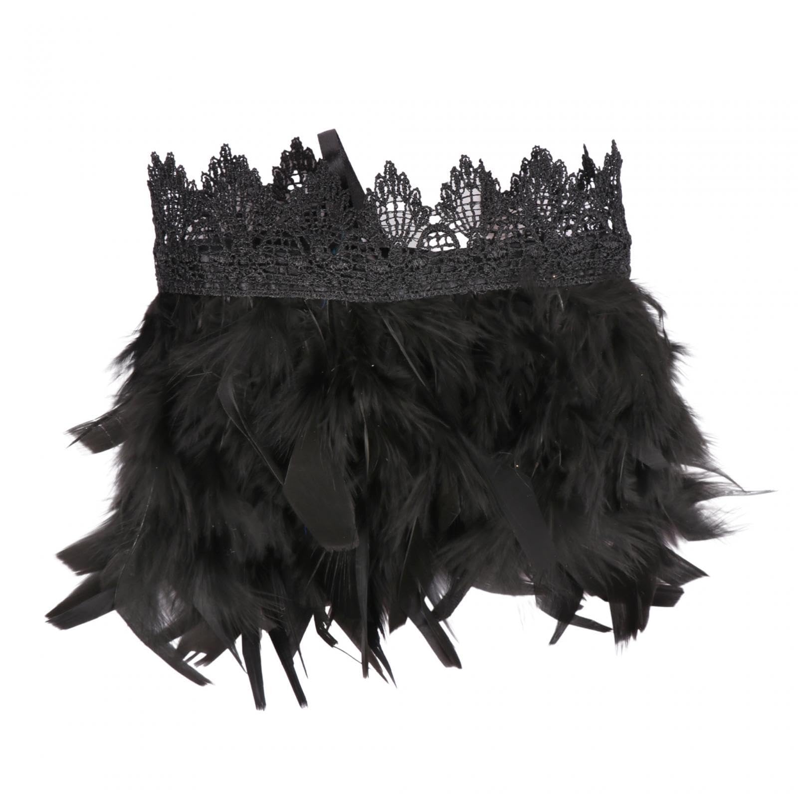 Gothic Faux Feather Cape Shawl Stole Poncho Choker Collar Party-image-35