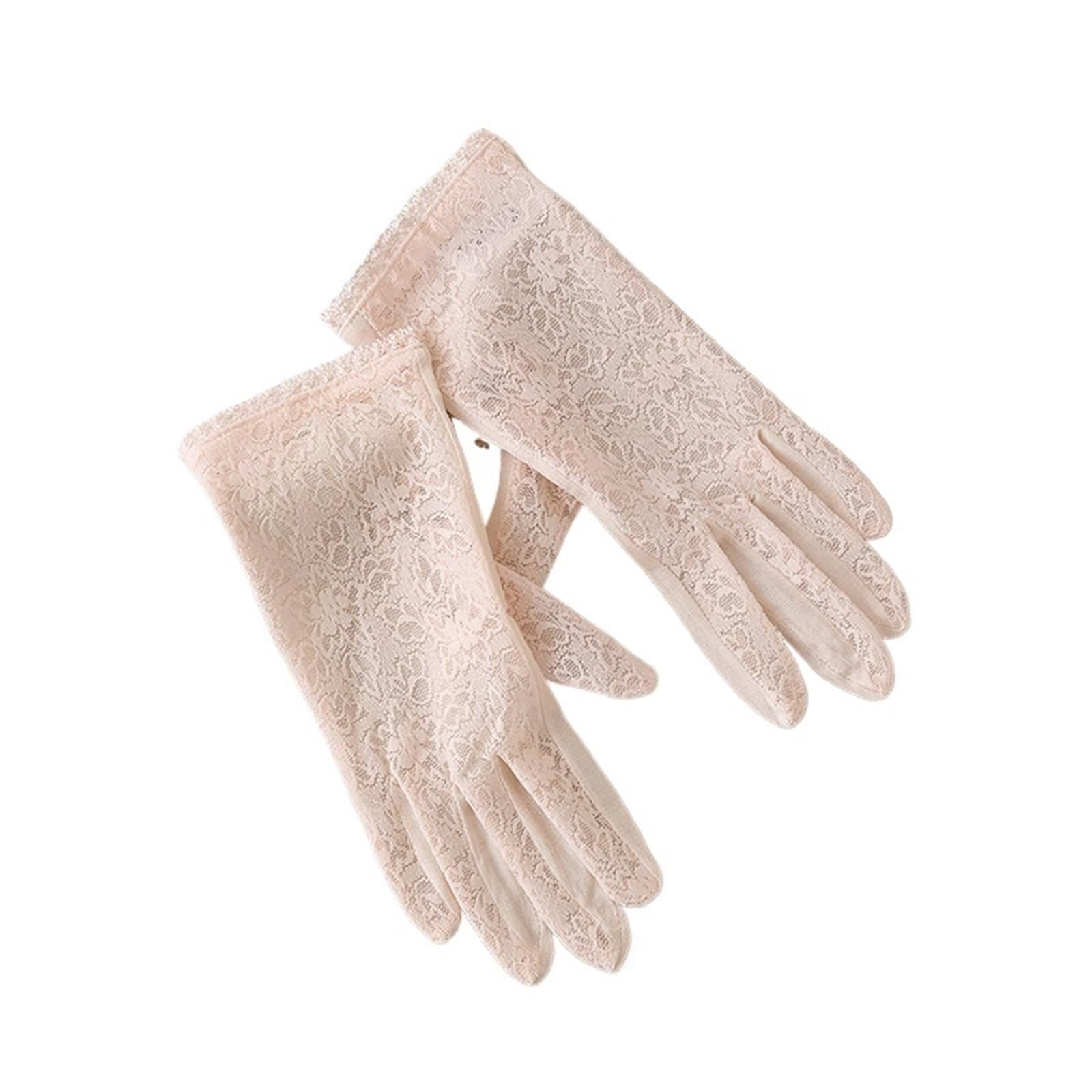 JMORCO Sun Gloves Women Sunscreen Touch Screen Sun Glove UV Protection Summer Thin Breathable Driving Flower Lace Sleep Mitten(Pink)