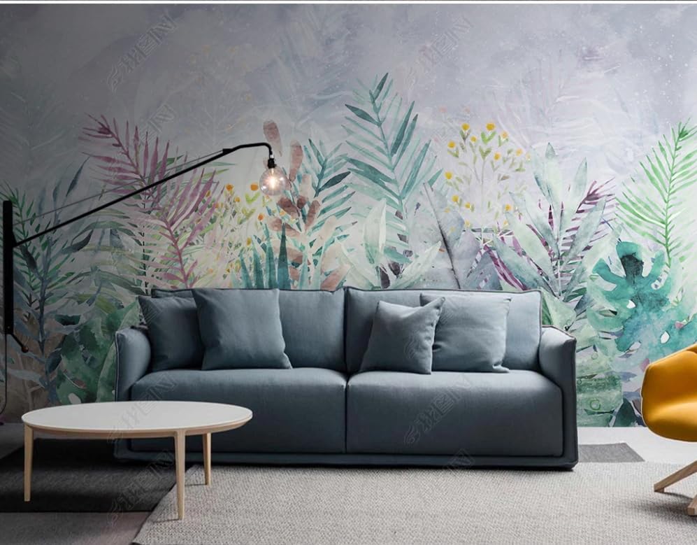 Papier peint intissé fleurs aquarelles pastorales grand format pour mur de salon