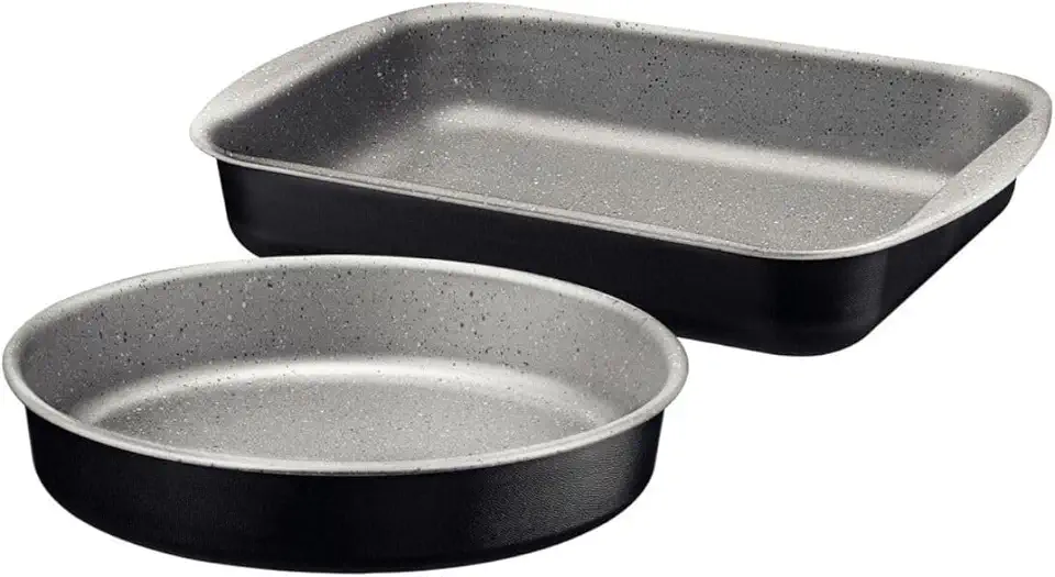 Jogo de Assadeiras Em Alumínio Com Revestimento Interno e Externo em Antiaderente Preto 2 Peças Para Bolo Torta Premium
