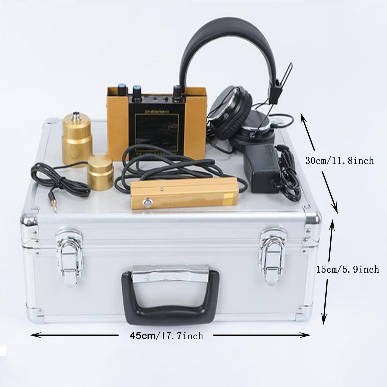 Detector Profesional Fugas Agua Subterraneo Sensor Geofono Pantalla Digital Auricular Maletin para Tuberias de Construccion Ajustable Marchas 1-4
