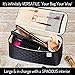 Ellis James Designs Large Travel Makeup Bag Organizer - Cosmetics Train Case Toiletry Bags for Women - Black - With Handle & Make Up Brush Holders - Professional Hair Dryer Cases & Beauty Storage