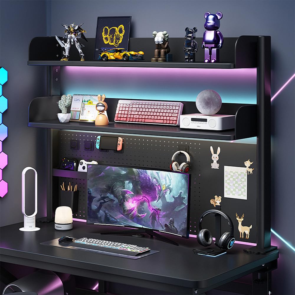 NUODWELL Schreibtisch-Organizer zum Anklemmen, verstellbares Bücherregal für die Arbeitsplatte, Computer-Desktop-Bücherregal mit Aufbewahrungsregalen und Stecktafel für Büro-Sichtschutz und