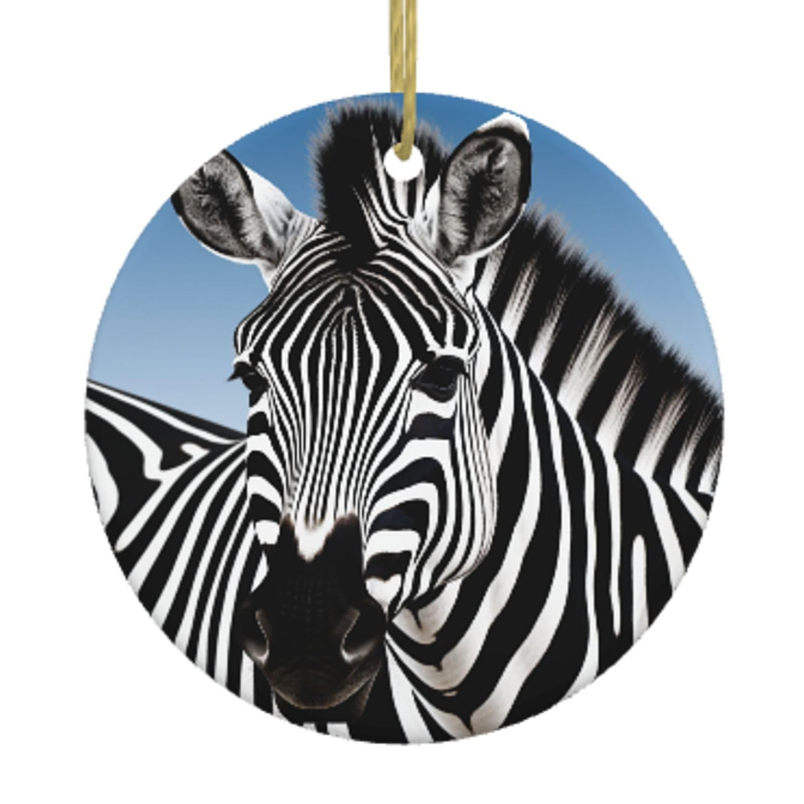 Ceramic Christmas Tree Hanging Ornaments with Gold Ropes Christmas Tree Decorations Round Ceramic Zebra Pendant Keepsake Decorations for Holiday Xmas Gift Ideas