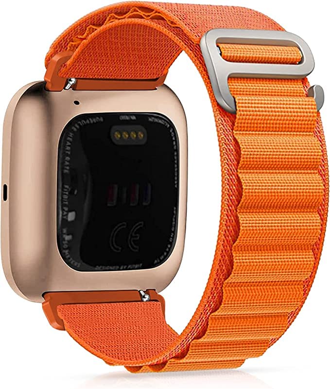 Meyaar Alpine Loop Band Compatible with Fitbit Versa 2 Bands/Versa/Versa Lite/Versa SE/boAt Xtend Replacement Stretch Nylon Sport Strap Woven Wristband for Women Men (Orange) (B0BVC72NFS) Amazon Price History, Amazon Price Tracker