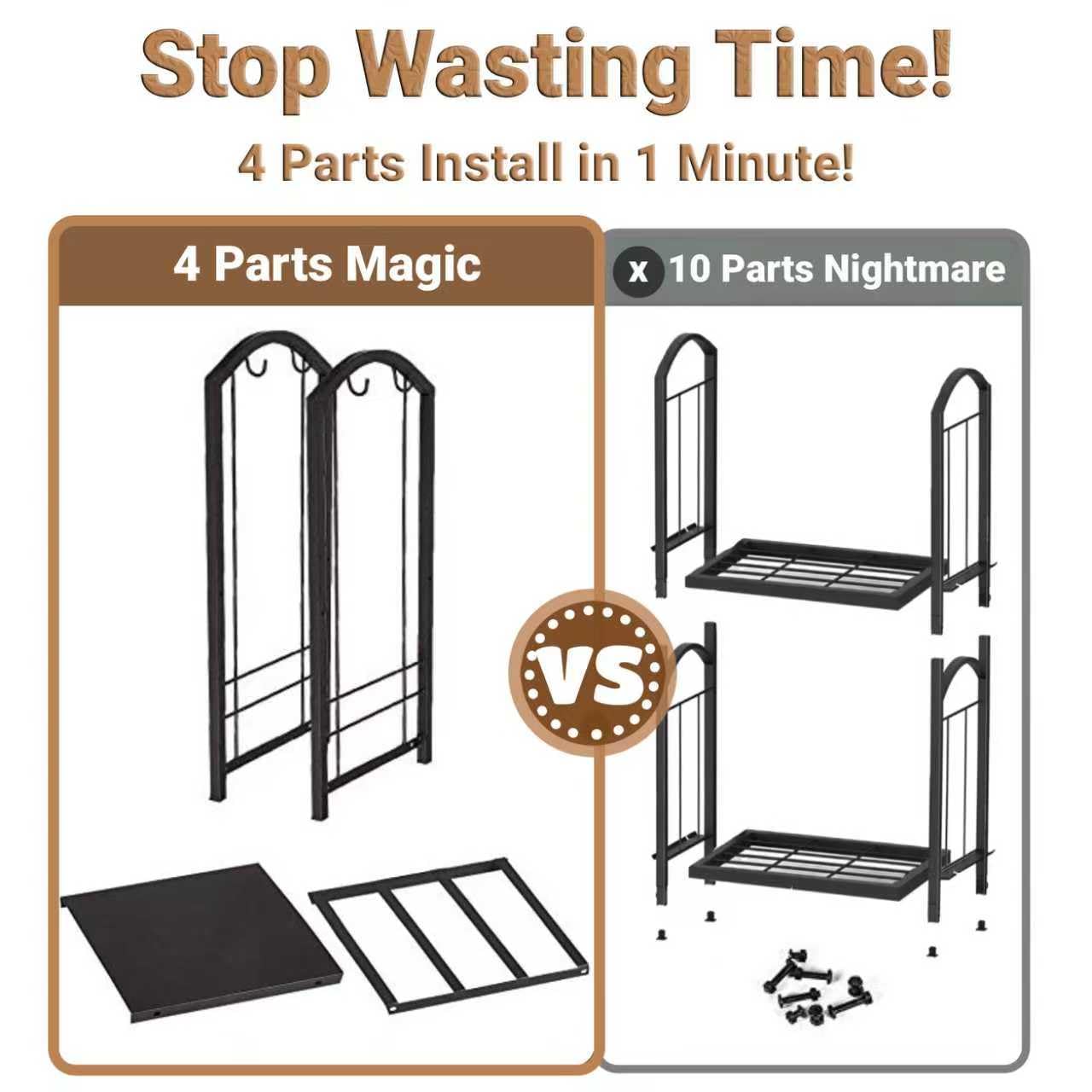 Artigarden Brennholzregal 244 Cm - Höhenverstellbarer Holzständer Für Kamin Innen & Außen