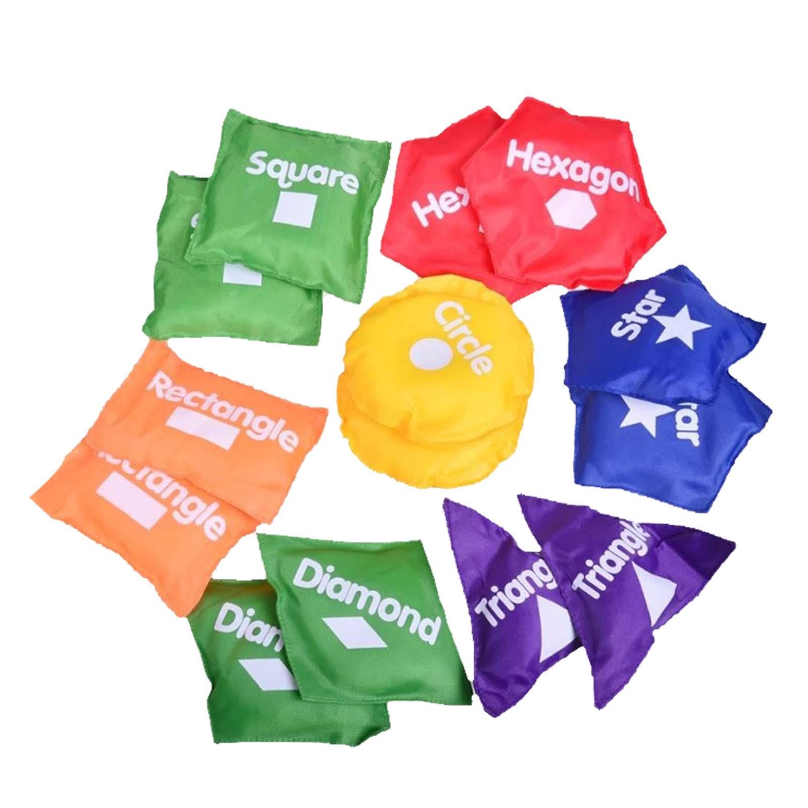 Set di Sacchetti di Fagioli da Lancio per Bambini, Gioco Educativo con Sacchetti di Sabbia per Divertirsi all'Aria Aperta, Geometria