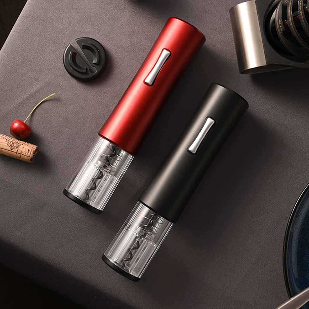 Sacacorchos de Vino eléctrico, Sacacorchos de Vino a batería, Kit de sacacorchos de Vino a batería, Regalo para los Amantes del Vino, Hogar, Cocina, Fiesta, Bar, Boda (Negro)
