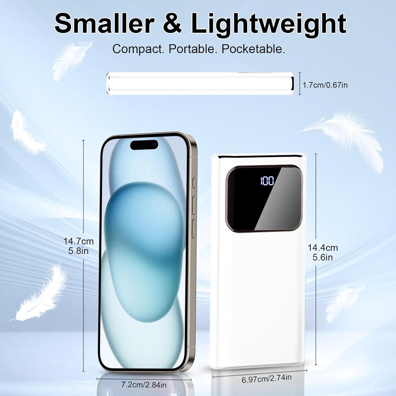 Power Bank, PowerBank 10000mAh PD 15W Ricarica Rapida con Ingresso e Uscita USB-C Batteria Esterna, Caricatore Portatile Display LED per iPhone 17/16/15/14/Pro/Pro Max