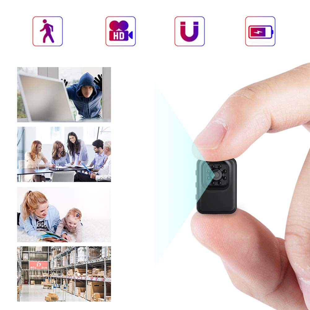 Interno Ed Esterno Nascosta Microcamera, Casa Compatta Nanny Cam con Visione Notturna A Infrarossi Rilevamento di Movimento,1080P HD Mini Telecamera Spia 150 Gradi di Larghezza