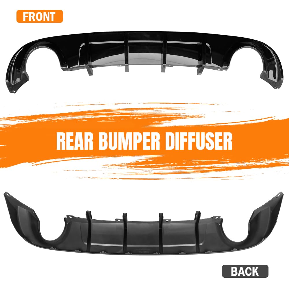 MODILOVER Rear Bumper Diffuser Lip, Compatible with 2015-2023 Dodge Charger Base & SXT, PP Gloss Black Rear Lower Lip Valance Splitter