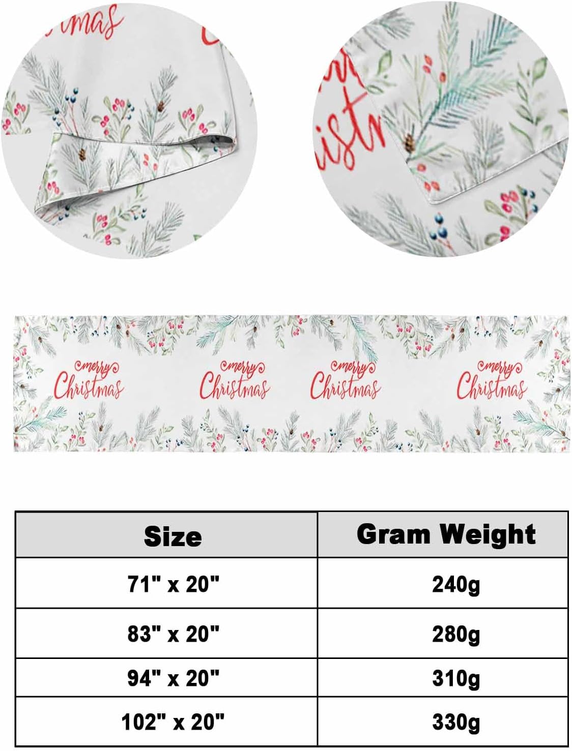 DecorLovee Christmas Bed Runners for Cal King Size Bed, Decorative Bed Throws for Foot of Bed, Xmas Botanical Snowflake Pine Cones Bed Runner Sofa Throw Bedding Scarf Protector Slipcover for Bedroom