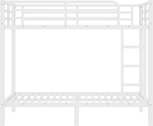 Miniatura 5 de Litera de Metal de Tamaño Full sobre Full para Niños, Literas Resistentes para Adultos con Barandilla y Escaleras, Literas Convertibles de Tamaño