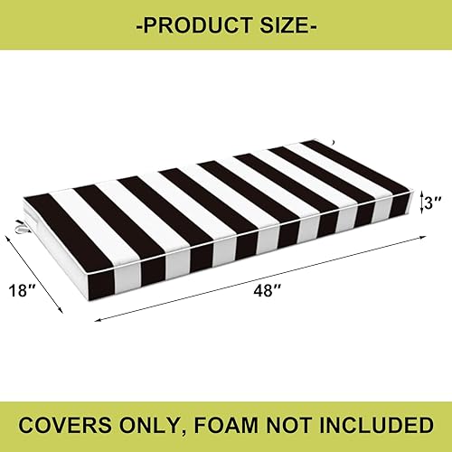 Miniatura 3 de DYTXIII Funda de cojín para patio al aire libre, 48 pulgadas de ancho x 18 pulgadas de profundidad x 3 pulgadas de alto, con cremallera para muebles