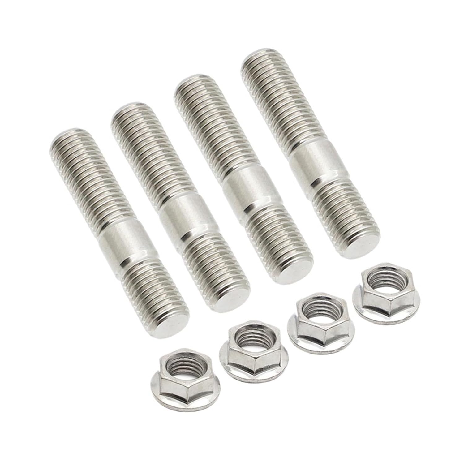 10mm Exhaust Stud and Serrated Nut M10x1.25 Manifold Flange Stud Bolt Nut Screw Stainless Steel(8sets)