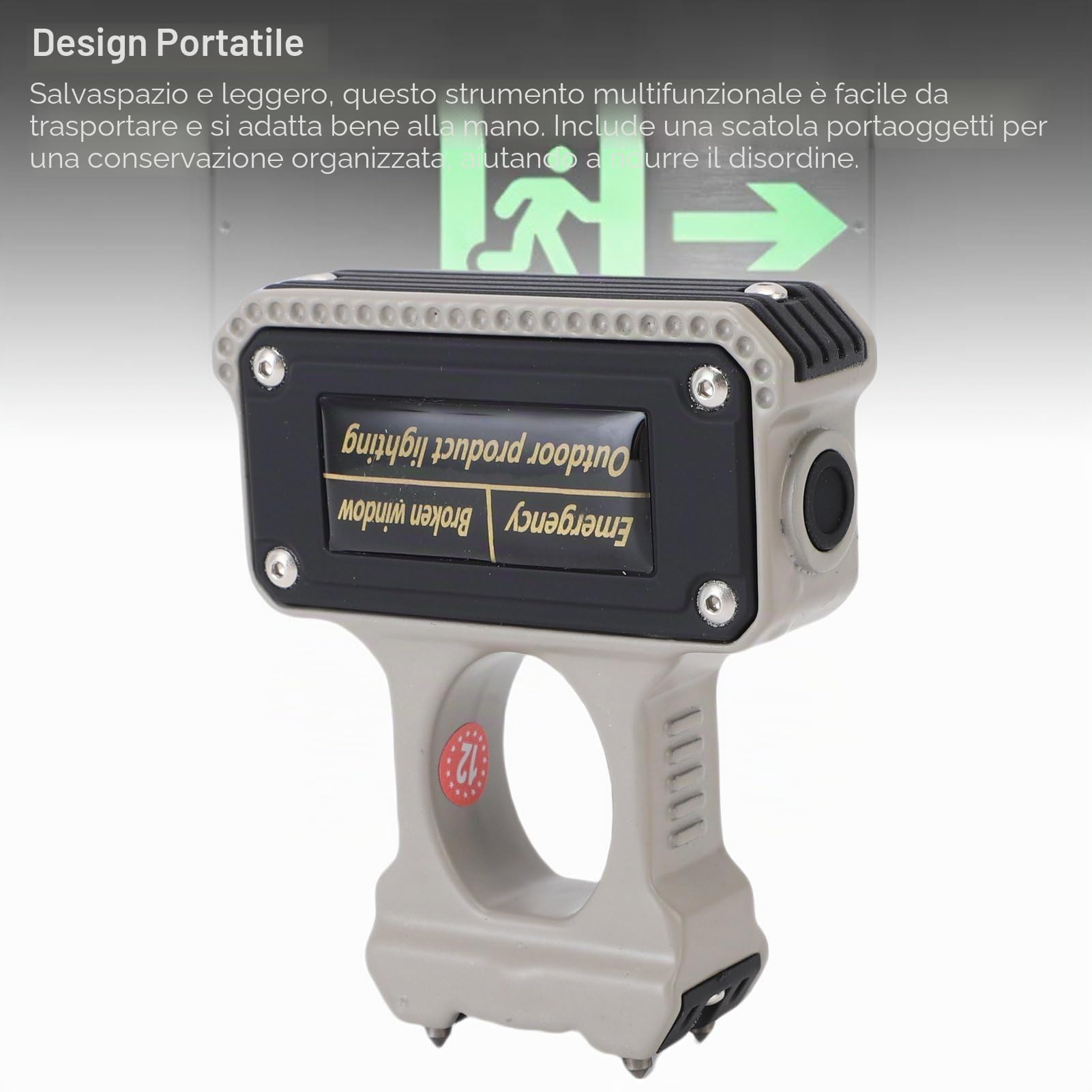 Tirapugni Ricaricabile Torcia Multifunzionale con Martello di Sicurezza per Auto Design Innovativo per Strumento di Emergenza per Interruttore Finestrino Dell'auto