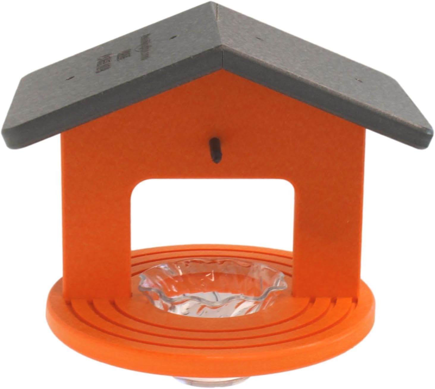 AmishToyBox.com Oriole Bird Feeder, Poly Lumber Hanging Round Oriole Jelly and Orange Feeder with Grooves for Grip, Single Cup (Gray and Orange)